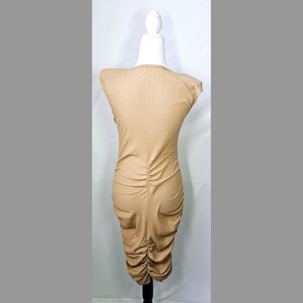Small Tan Ruched Bodycon Dress - Picture 3 of 3